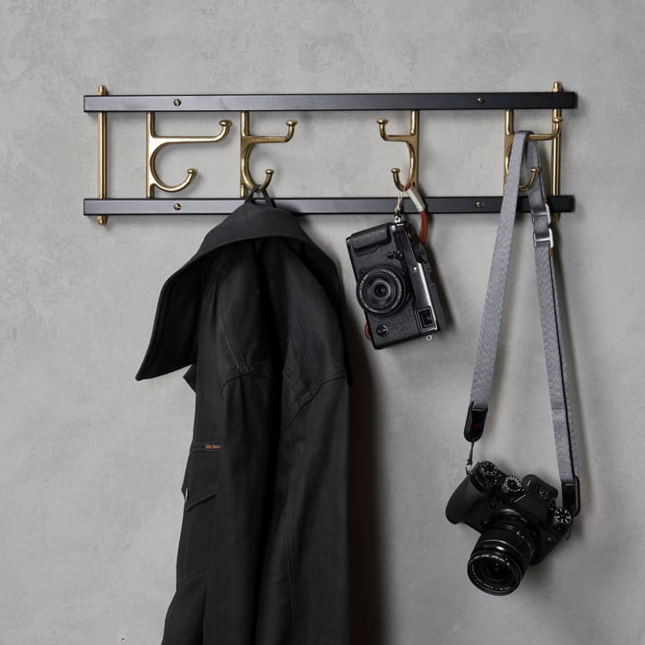 Maxi 4 Dekorativ hook rail, black-brass Essem Design