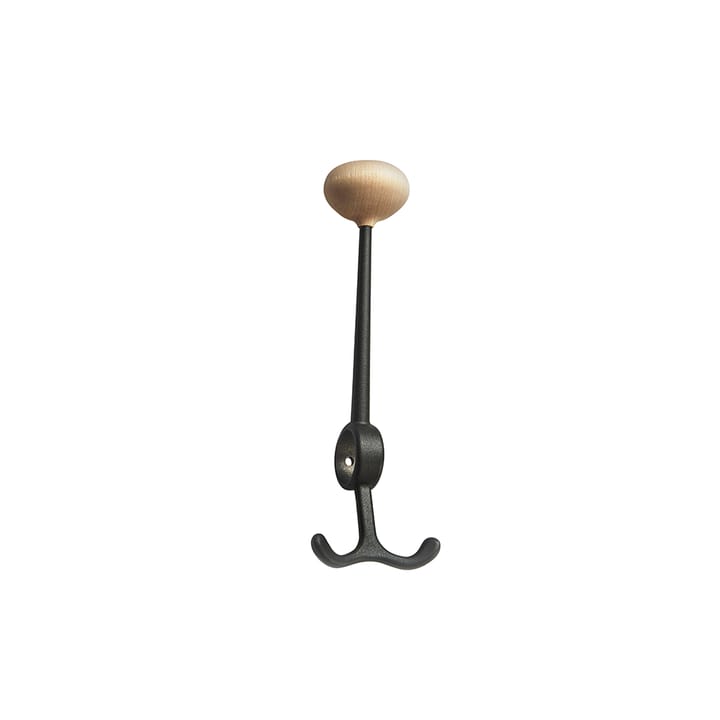 Oskar hook - Black, birch knob - Essem Design