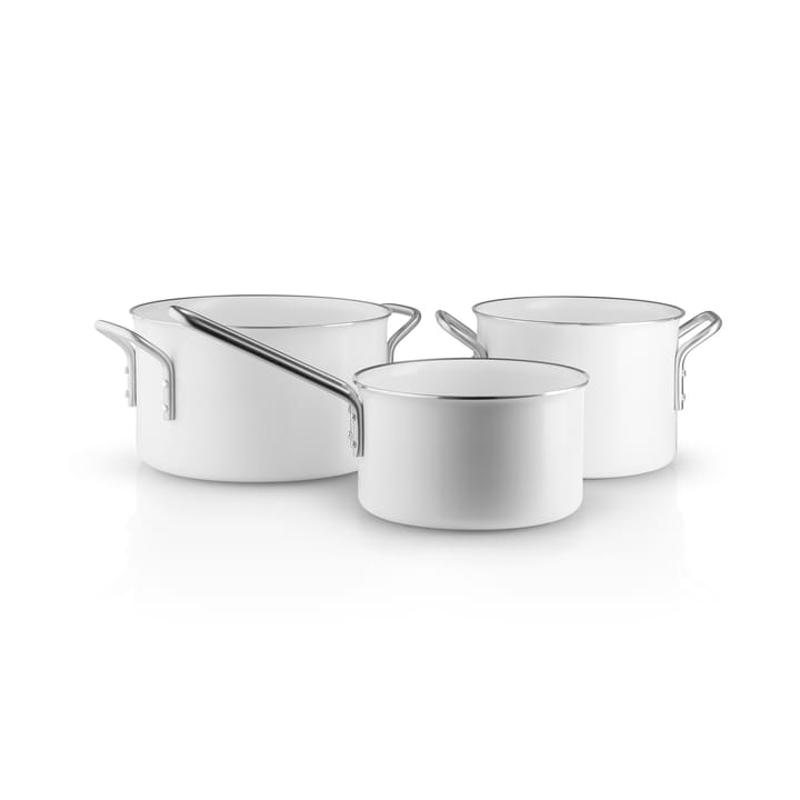 Eva Trio White Line Slip-Let ceramic cookware set 3 pieces - Stainless steel - Eva Solo