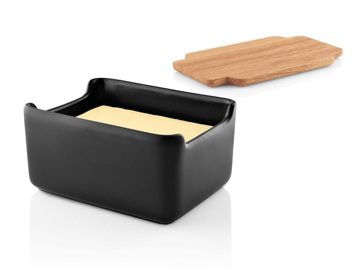 Nordic kitchen butter dish with oak lid 10x15 cm, Black Eva Solo