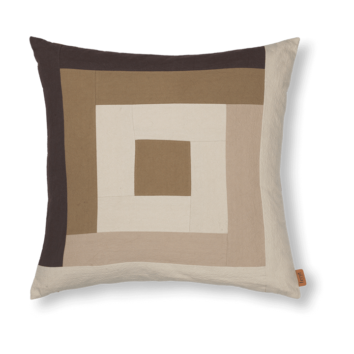 Border patchwork cushion cover 50x50 cm, Coffee-dark sand ferm LIVING