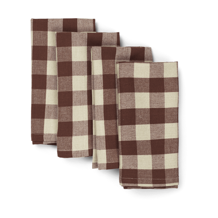 Bothy Check cotton napkin  40x40 cm 4-pack, Cinnamon-grey green ferm LIVING