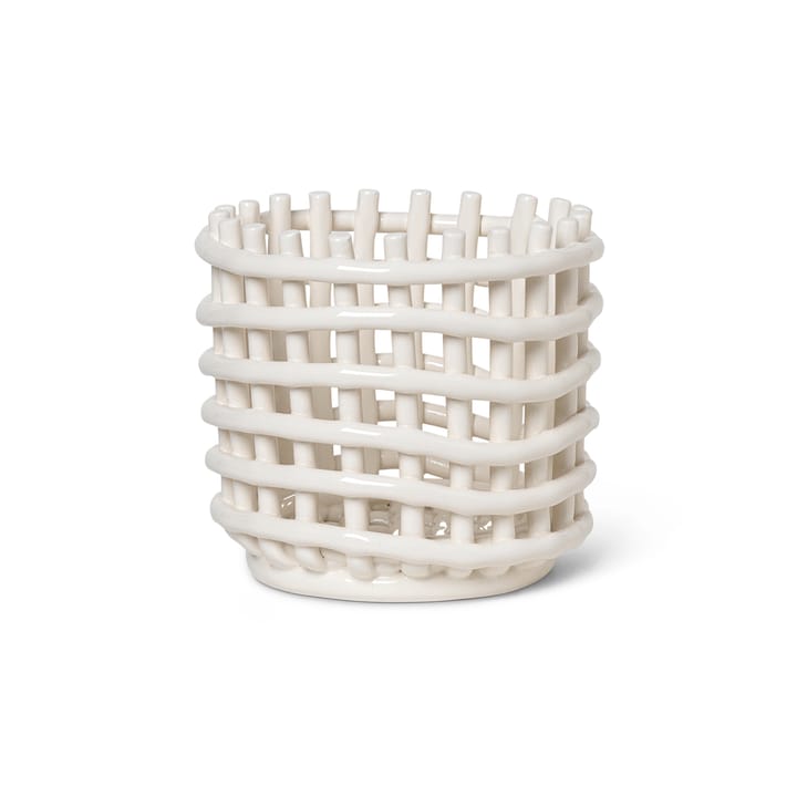 Ceramic braided basket Ø16 cm, off white ferm LIVING