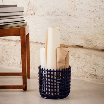 Ceramic braided basket Ø23.5 cm - blue - ferm LIVING