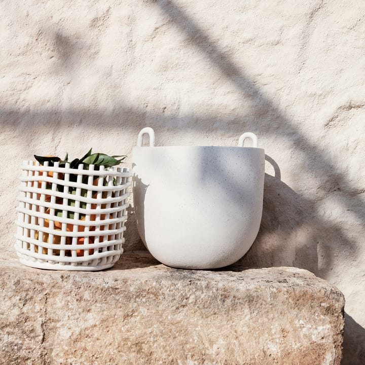 Ceramic braided basket Ø23.5 cm, off white ferm LIVING