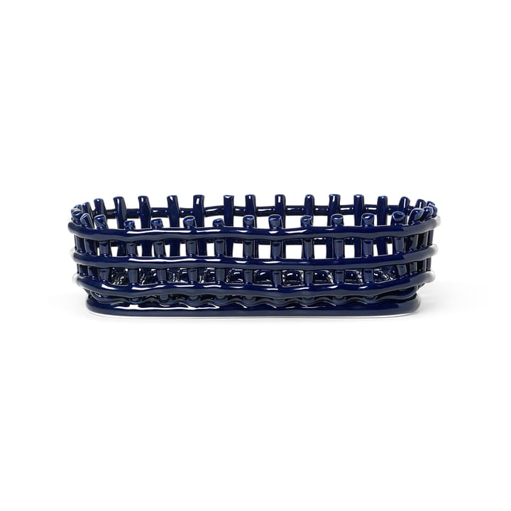 Ceramic plated basket oval 15x30 cm - Blue - Ferm LIVING