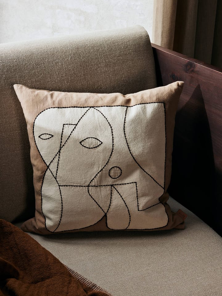 Figure cushion cover 50x50 cm, Dark Taupe-Off-white ferm LIVING