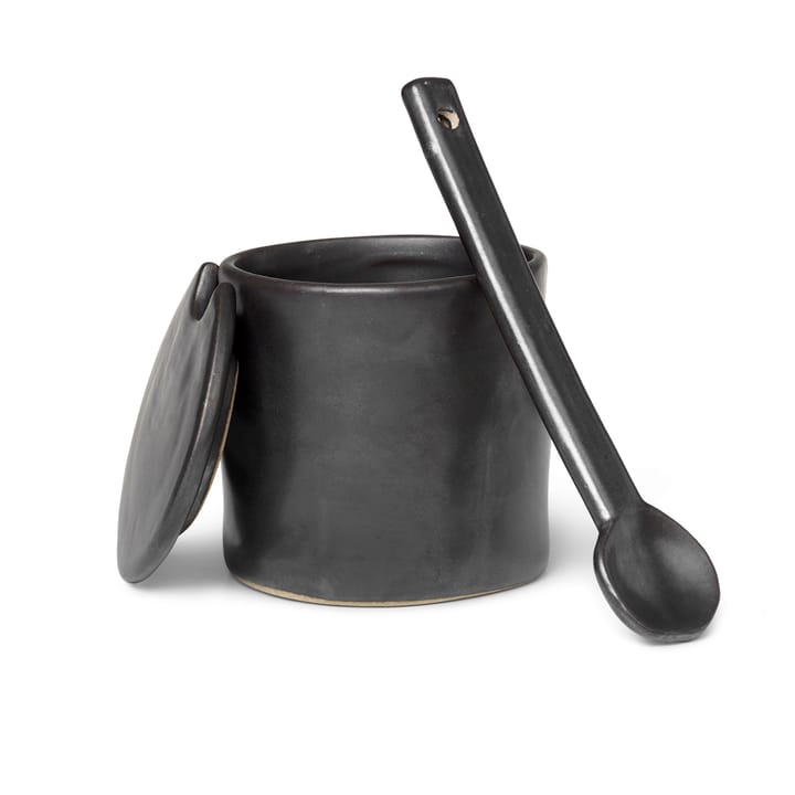 Flow jam-jar with spoon - black - Ferm LIVING