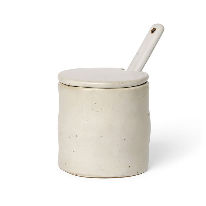 Flow jam-jar with spoon - Off-white speckle - Ferm Living