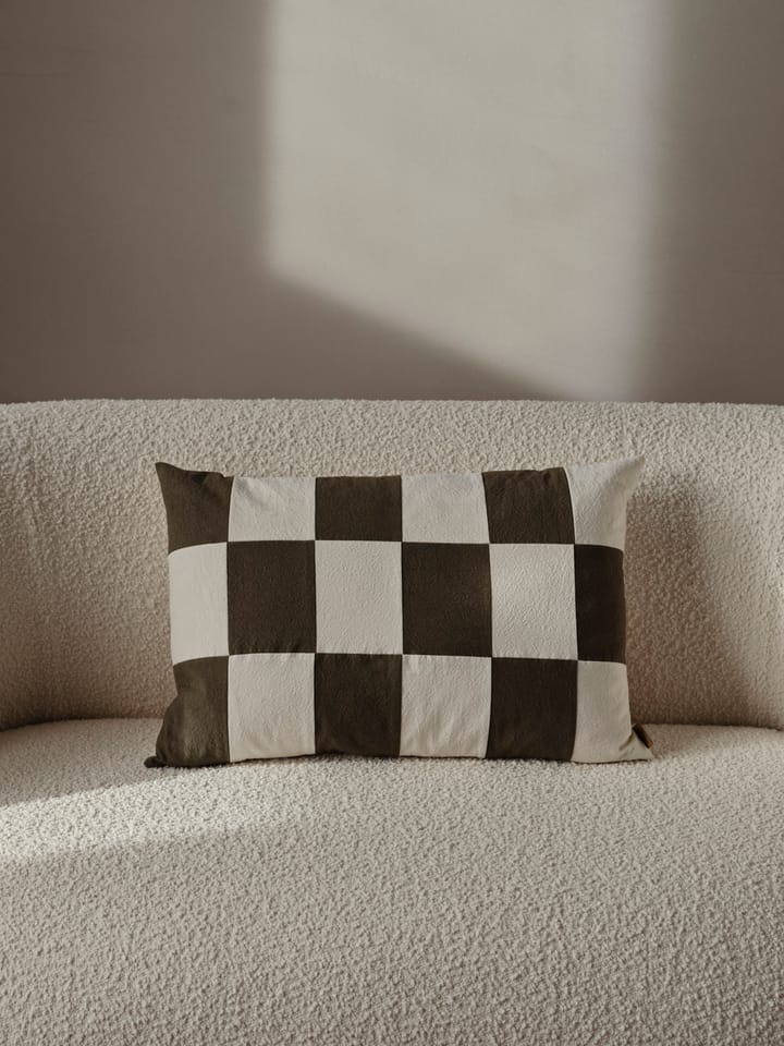 Fold patchwork cushion cover 40x60 cm, Dark Olive -undyed ferm LIVING