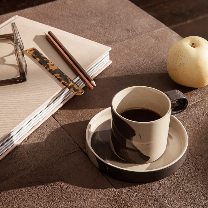 Inlay cup with saucer, Sand-brown ferm LIVING