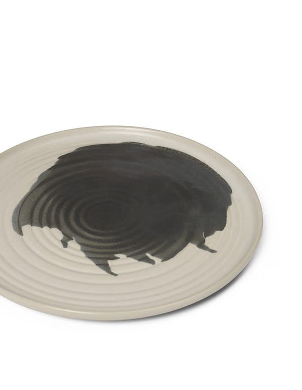 Omhu plate ⌀26.5 cm, off white-charcoal ferm LIVING