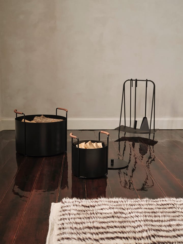 Port wood basket, Black ferm LIVING