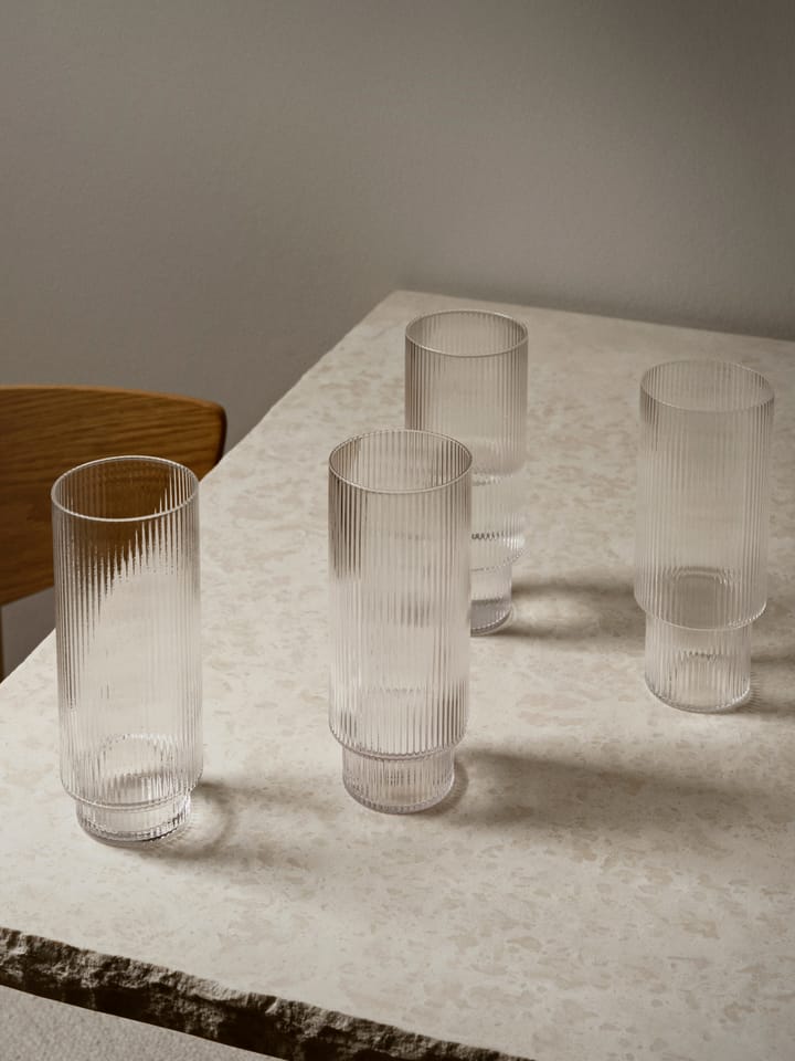 Ripple long drink glass 4-pack, clear ferm LIVING