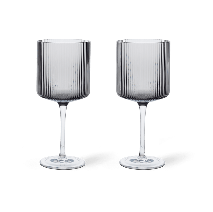 Ripple red wine glass 32,5 cl 2-pack, Smoked grey ferm LIVING