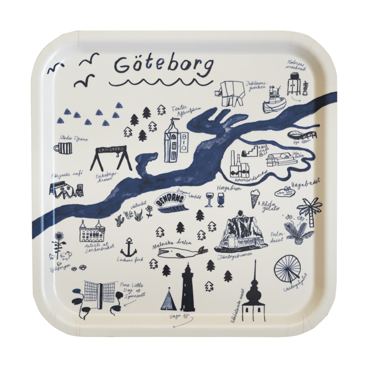 Gothenburg tray 32x32 cm, White-Blue Fine Little Day