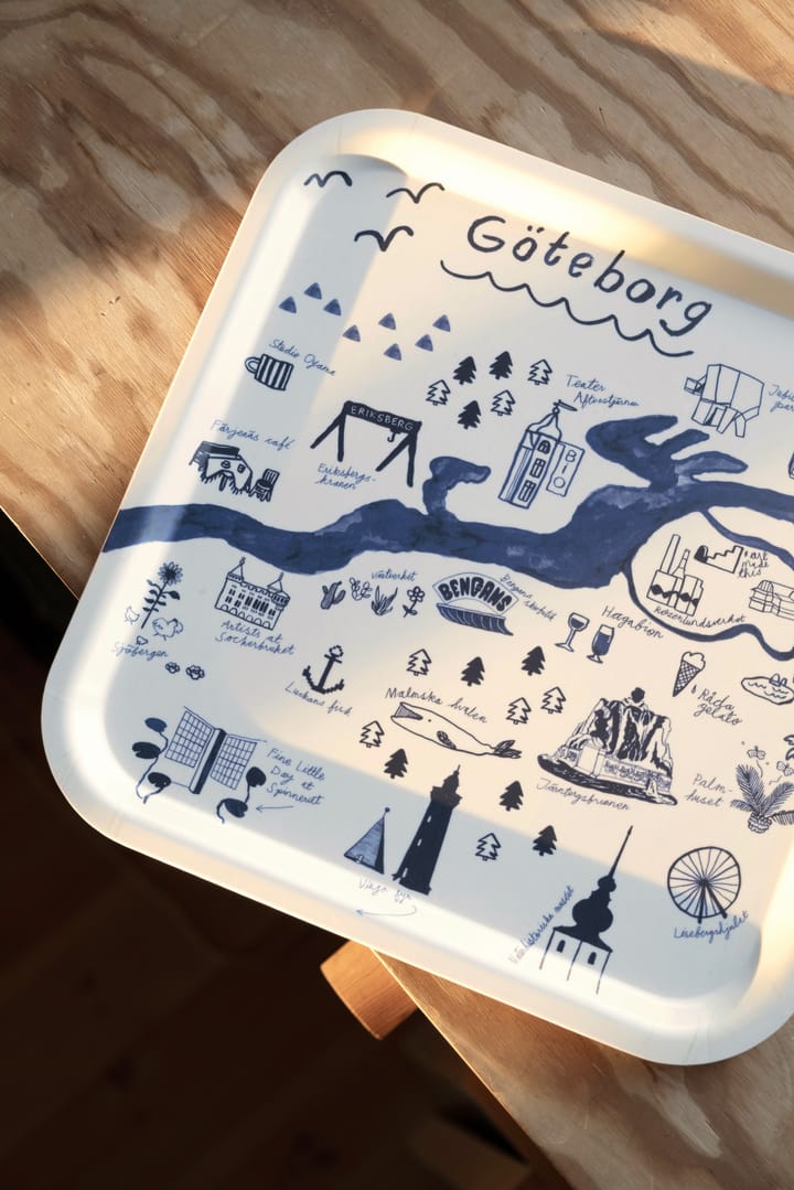 Gothenburg tray 32x32 cm, White-Blue Fine Little Day