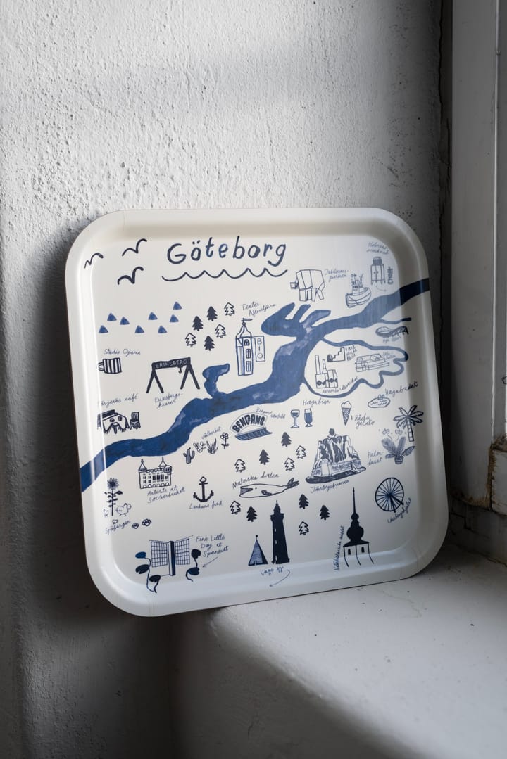 Gothenburg tray 32x32 cm, White-Blue Fine Little Day
