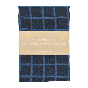 Rutig jacquard-woven kitchen towel 47x70 cm - Blue-black - Fine Little Day