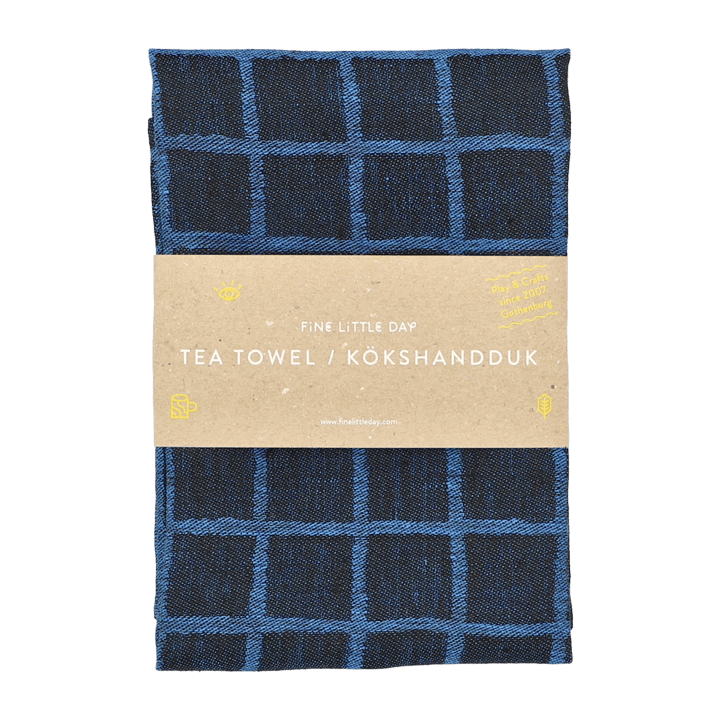 Rutig jacquard-woven kitchen towel 47x70 cm, Blue-black Fine Little Day