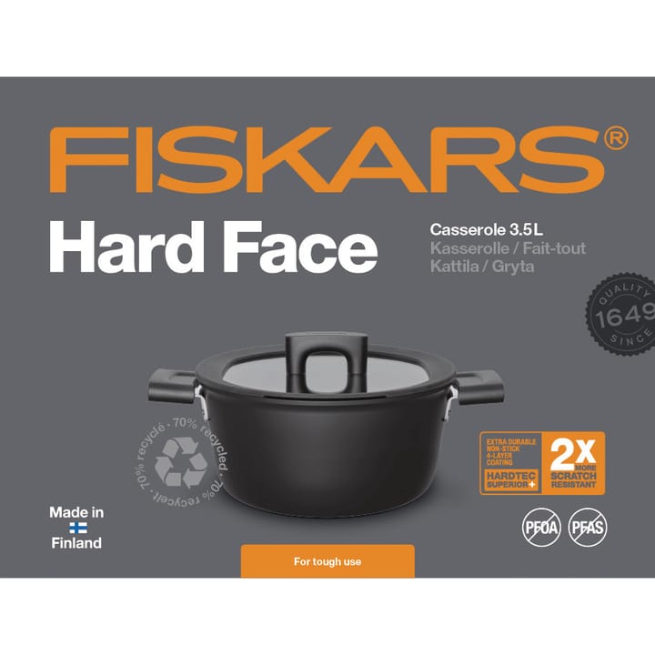 Hard Face casserole with lid, 3.5 l Fiskars