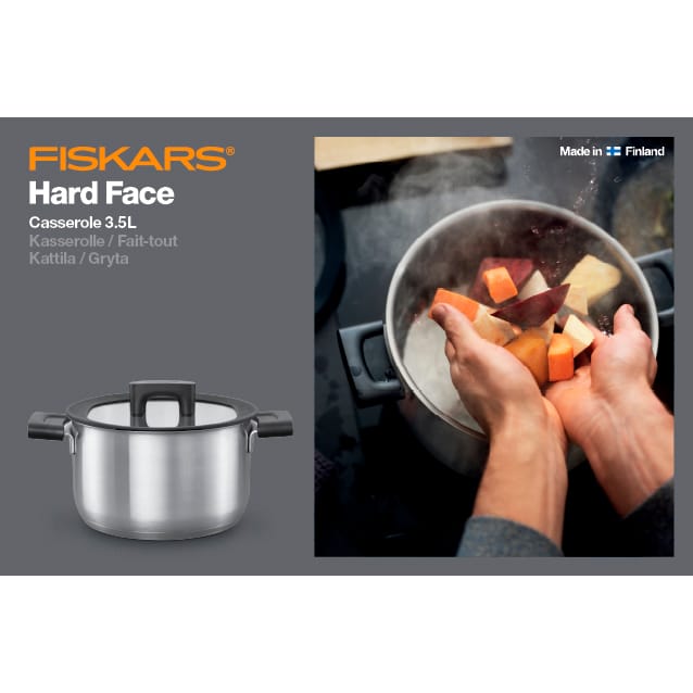 Hard Face Steel casserole with lid, 3.5 l Fiskars