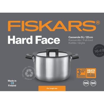 Hard Face Steel casserole with lid - 5 l - Fiskars