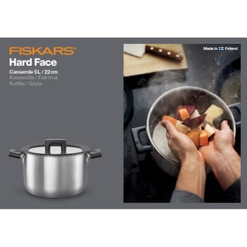 Hard Face Steel casserole with lid - 5 l - Fiskars