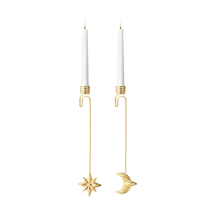 2024 candle holder moon and star, Gold-plated Georg Jensen