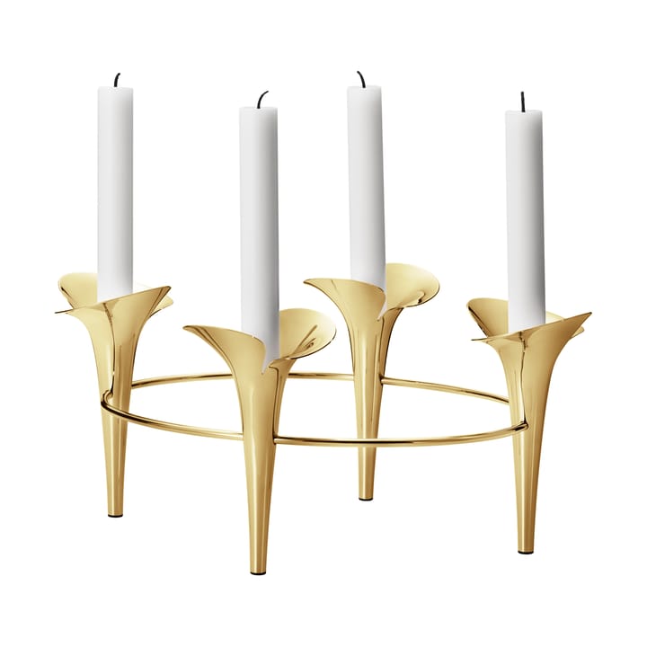 Bloom candle stick Ø28 cm, Gold Georg Jensen