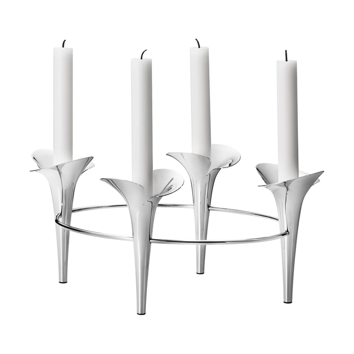 Bloom candle stick Ø28 cm, Stainless steel Georg Jensen