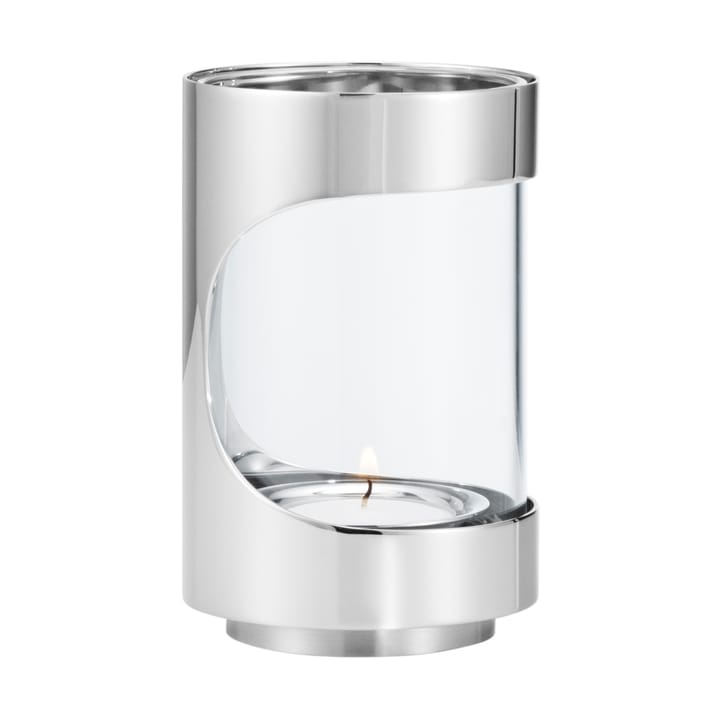 Chrome contours hurricane lantern 12 cm - Stainless steel - Georg Jensen