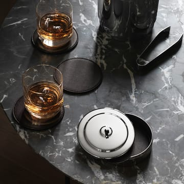 Manhattan coaster 4-pack - brownt leather - Georg Jensen