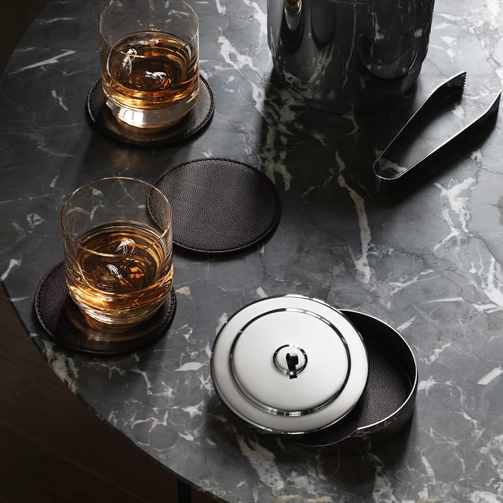 Manhattan coaster 4-pack, brownt leather Georg Jensen