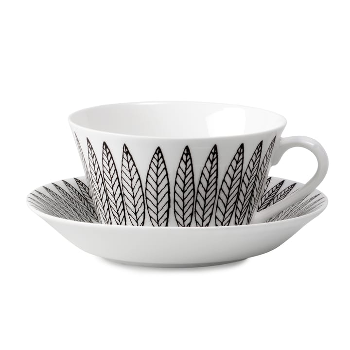 Black Salix tea set cone, tea cup + saucer Gustavsbergs Porslinsfabrik