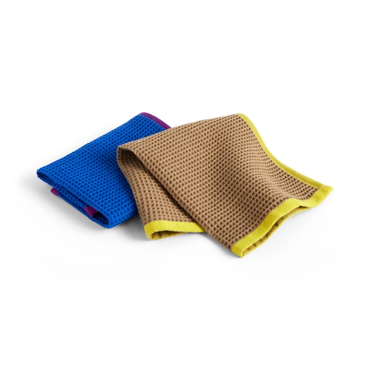 Canteen dishcloth 31x31 cm 2-pack, Blue/fuchsia-Beige/yellow HAY