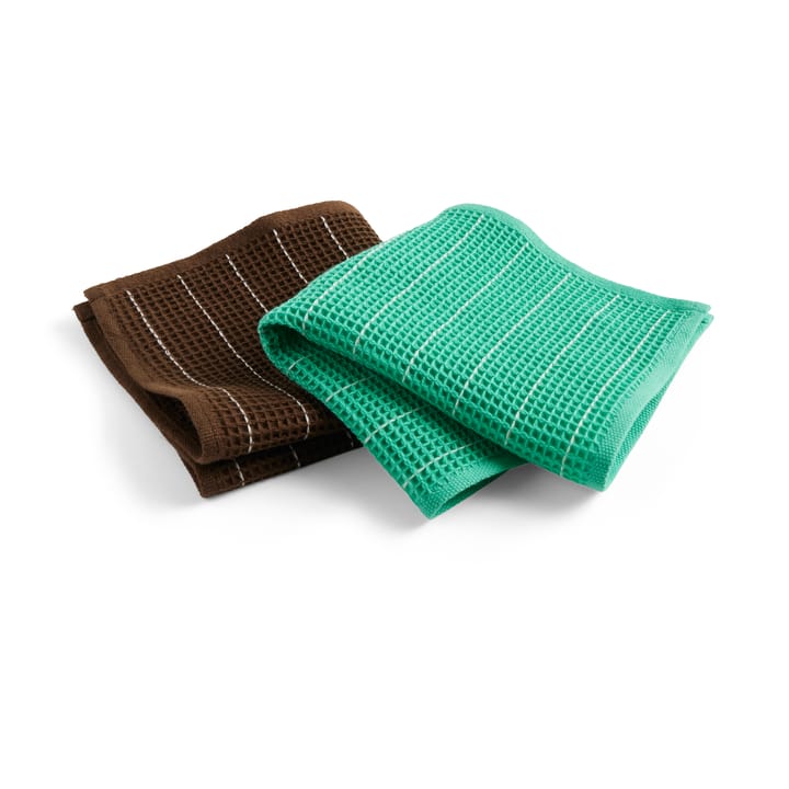 Canteen dishcloth 31x31 cm 2-pack, Chocolate pinstripe-Emerald pinstripe​ HAY