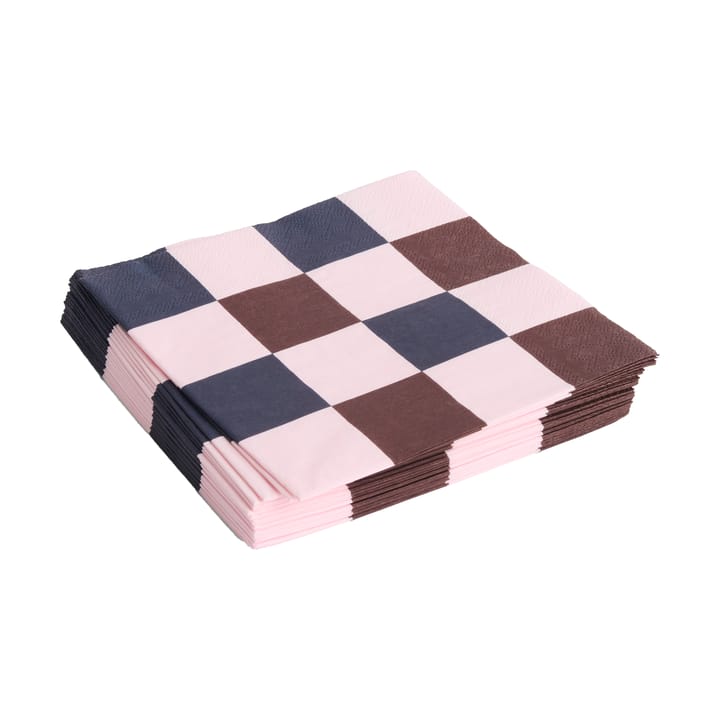 Pattern Lunch Check napkin 33x33 cm 20-pack - Light pink-bordeaux-black M - HAY