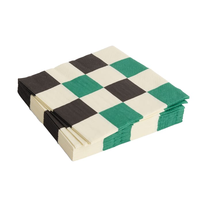 Pattern Lunch Check napkin 33x33 cm 20-pack, Off white-green-black M HAY