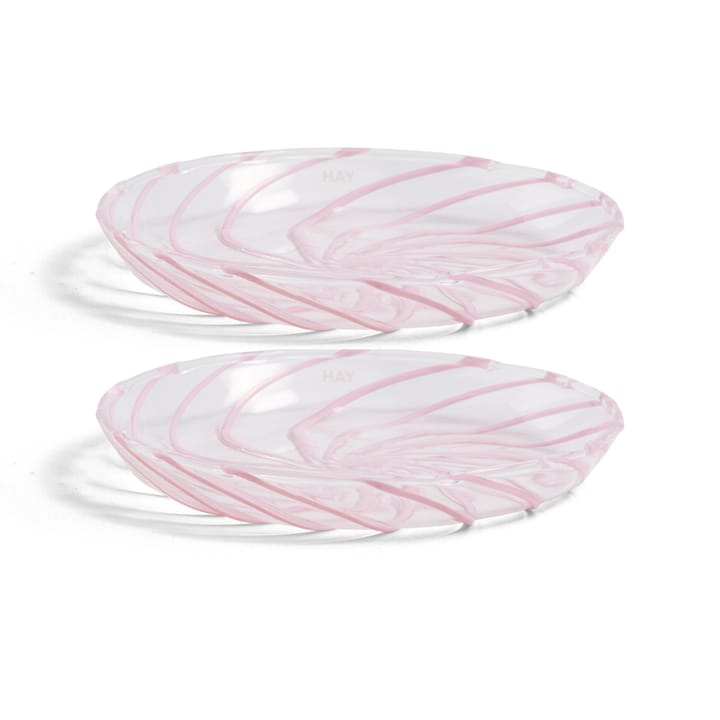 Spin saucer Ø11 cm 2-pack, Clear-pink rand HAY