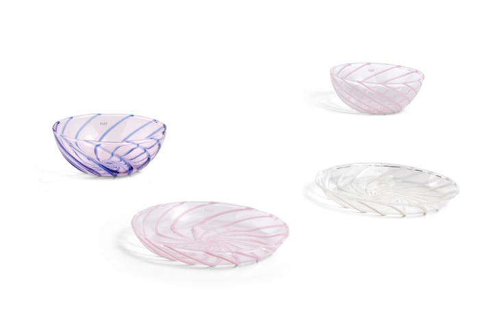 Spin saucer Ø11 cm 2-pack, Clear-pink rand HAY