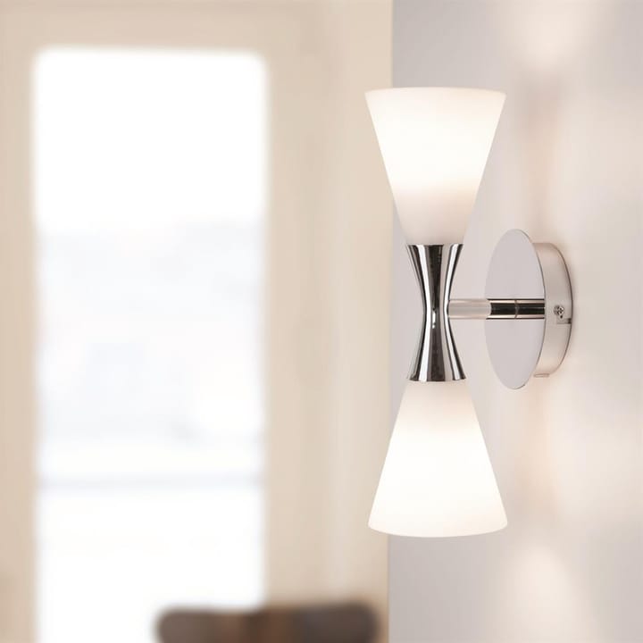 Harlekin duo wall lamp, chrome-white Herstal