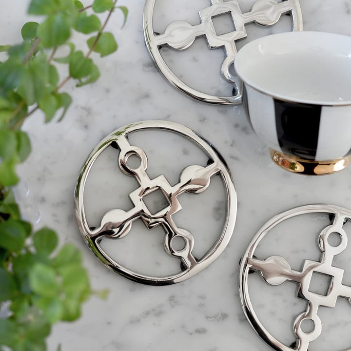 Anima Gemella coaster 4-pack, Nickel-plated brass Hilke Collection