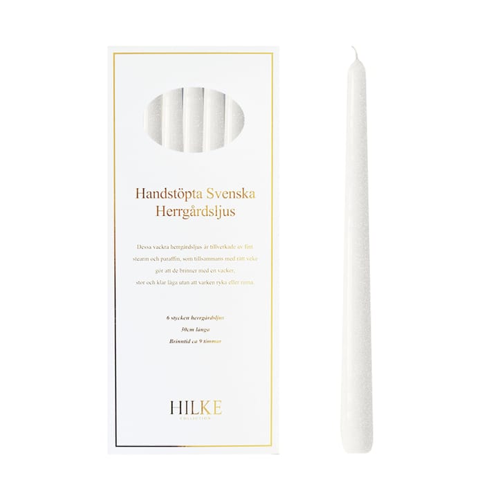 Herrgårdsljus candles 30 cm 6-pack , Pearl white glossy Hilke Collection