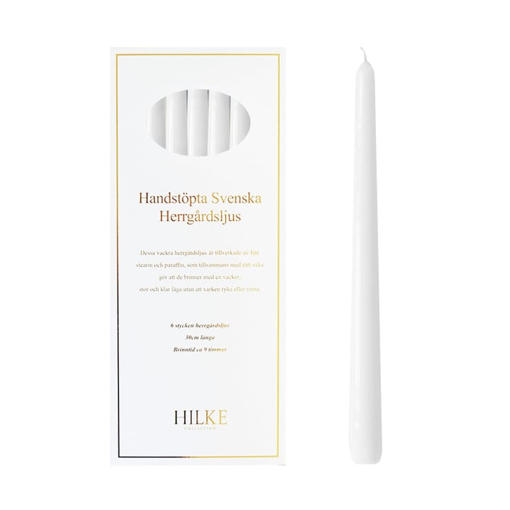 Herrgårdsljus candles 30 cm 6-pack , White glossy Hilke Collection