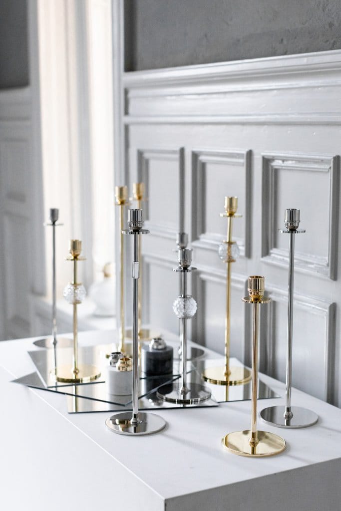 Tuti candle sticks 40 cm, Nickel-plated brass Hilke Collection