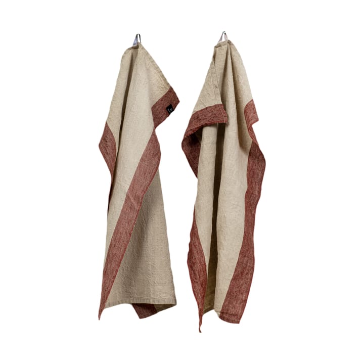 Randolf kitchen towel 50x70 cm 2-pack - Lingonberry-natural - Himla