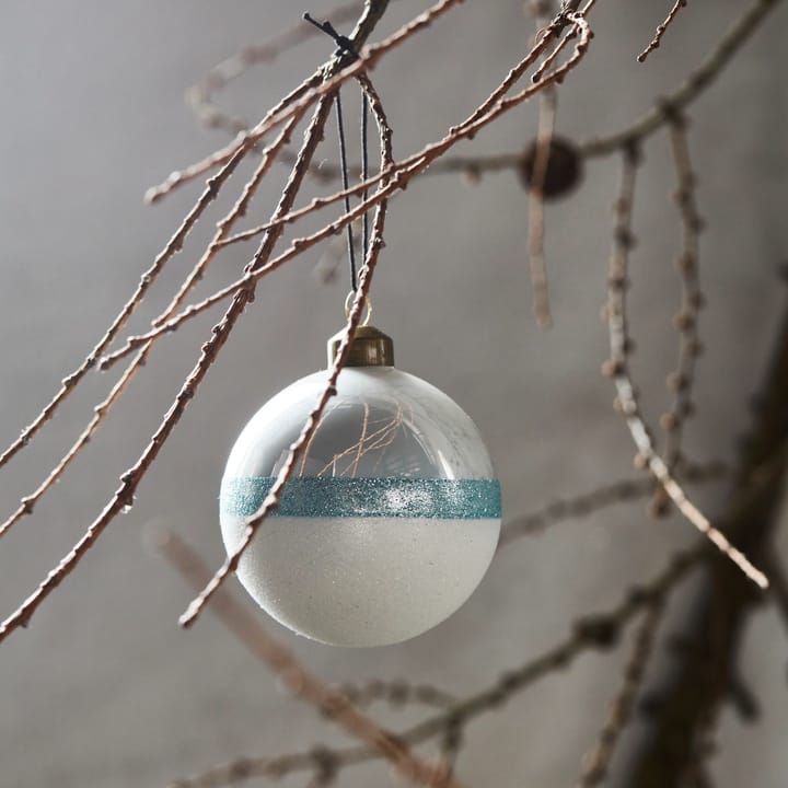 Stripe Christmas Bauble Ø8 cm, Light blue House Doctor