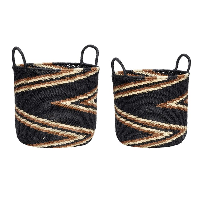 Baskets round 2-pack - Black-brown-nature - Hübsch