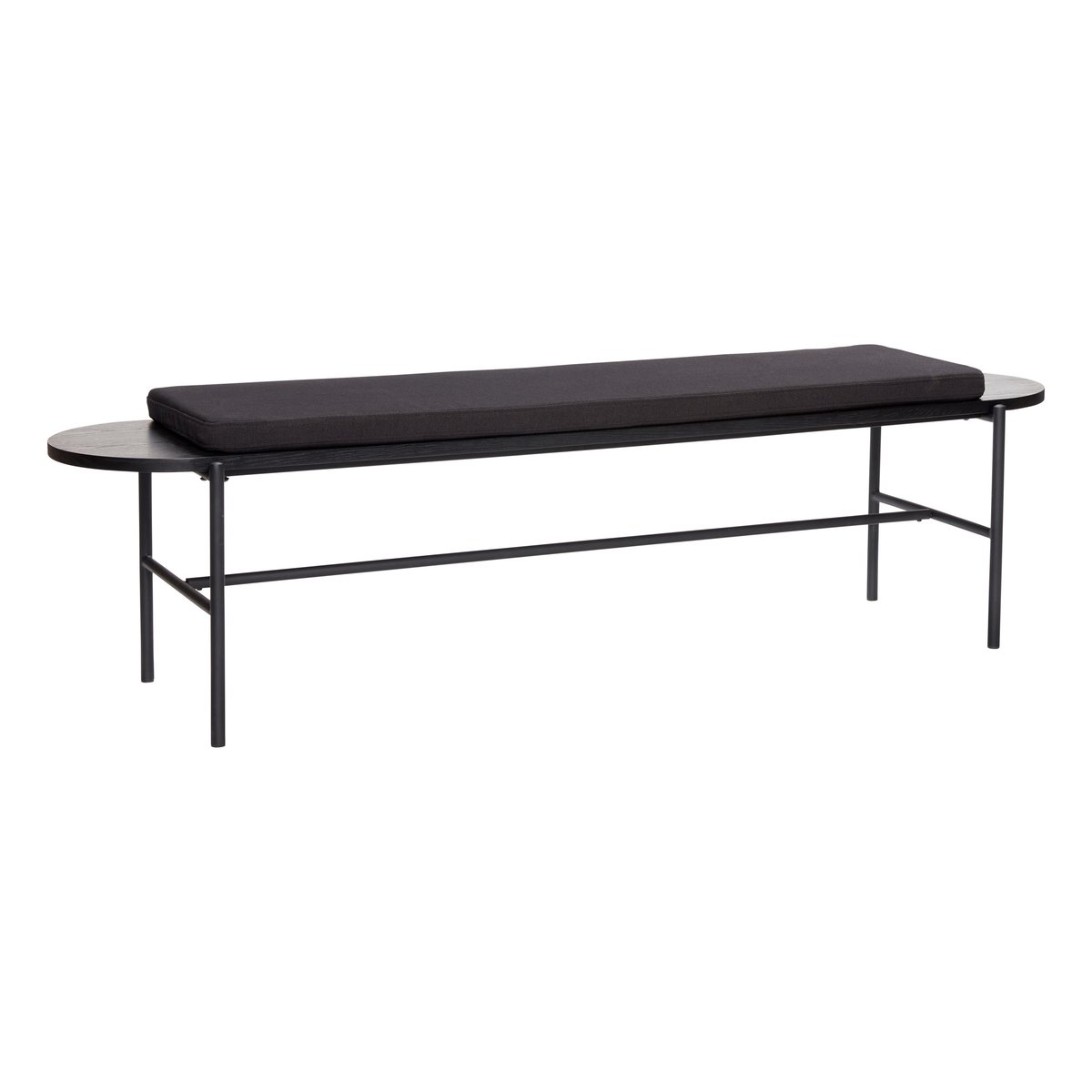 Hübsch Bench with cushion 45x180 cm Metal-black